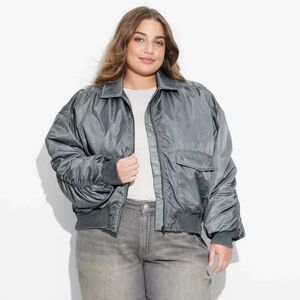 NWT Light Teal Blue Bomber Jacket Size 3X